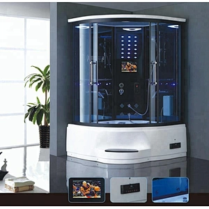 Computer controlled enclosed steam shower room for two people
