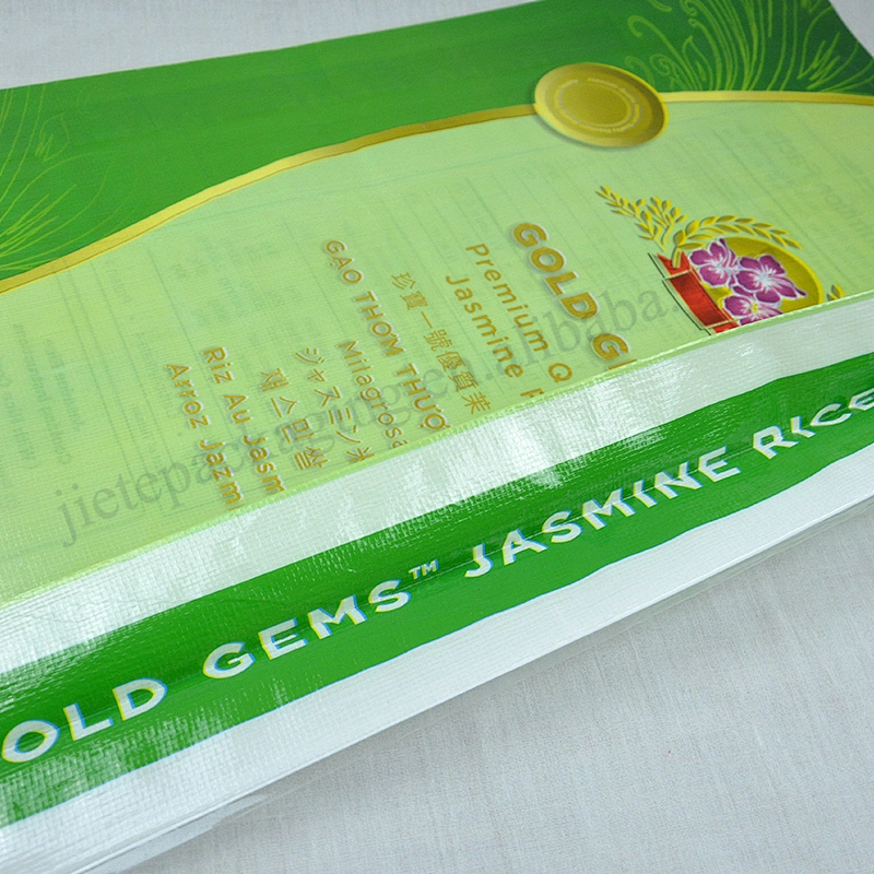 Raw material customized plastic bopp laminated 25kg thailand Jasmine rice bag factory sale