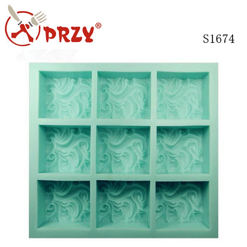 S1674 Sky clouds 9 hole customized silicone soap mold