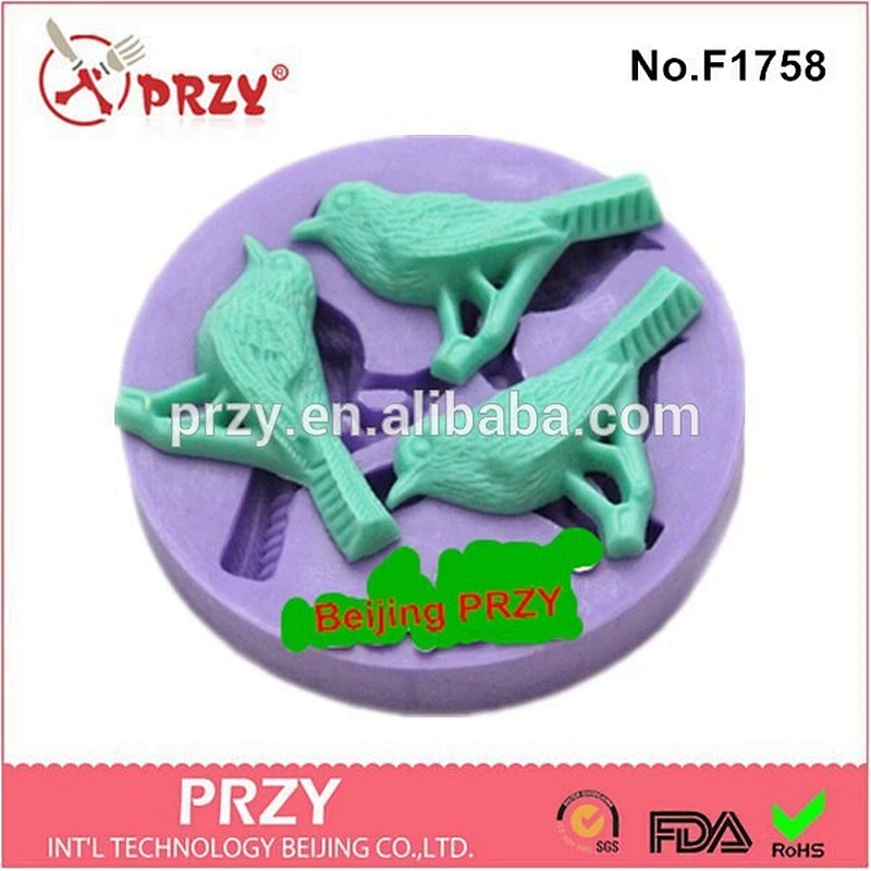 2015 hotsale Polymer clay bird silicone fondant mold