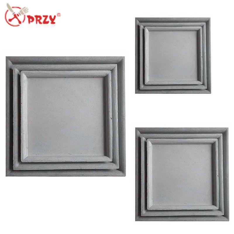 PRZY Cement life supplies decorations silicone mould Square Concrete case Tray Molds