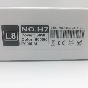 Car accessories h7 xhp70 car led headlights 60w for auto cars L8 h7