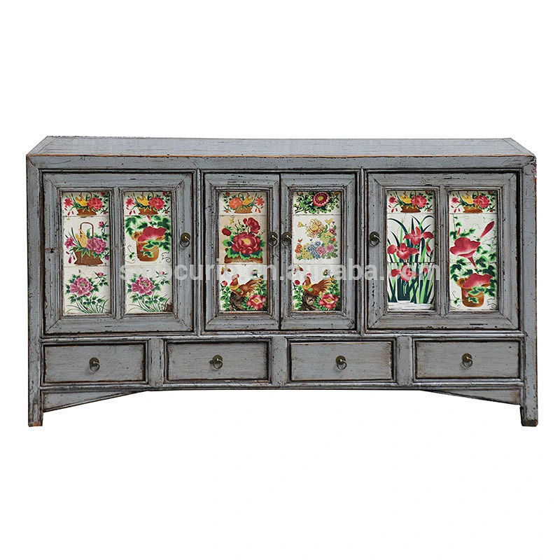 wholesale furniture china Chinese antique cabinet living room with ceramic tile