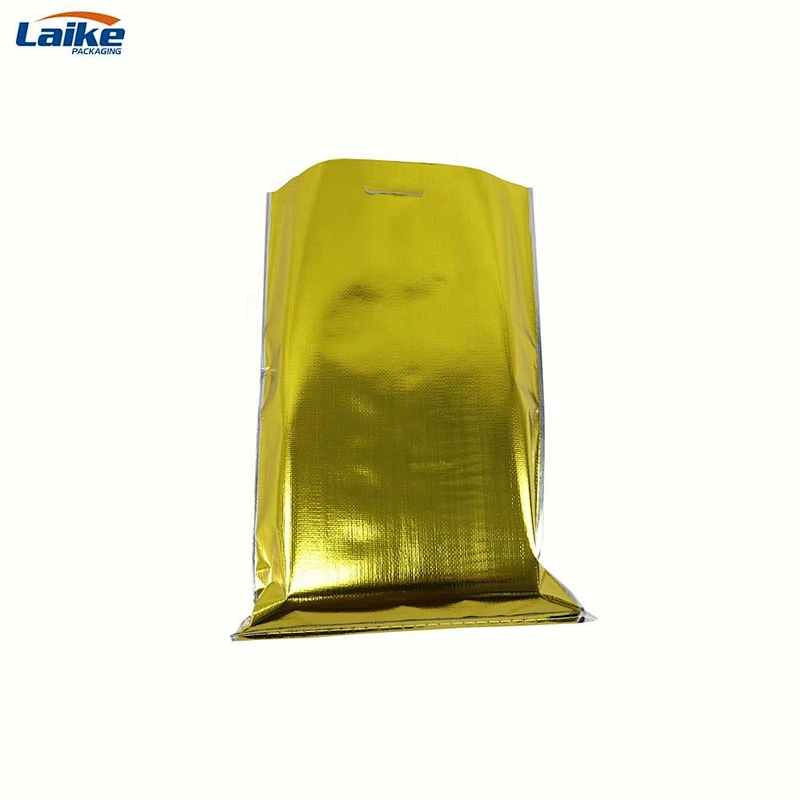 Eco friendly gold foil laminated tea packaging seed rice wheat flour  pp woven sack bag