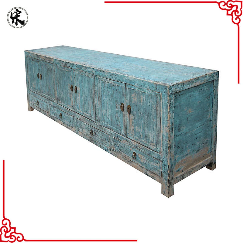 chinese antique reproduction distressed oriental buffet TV console furniture