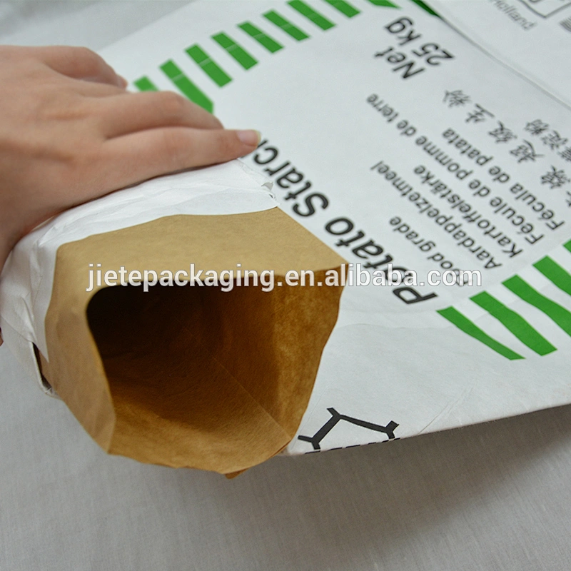 10kg 25kg flour, potato starch pack paper bag