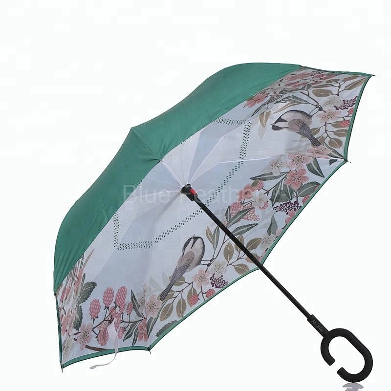 Inside full printed umbrella Reverse Umbrella Bright colored umbrella