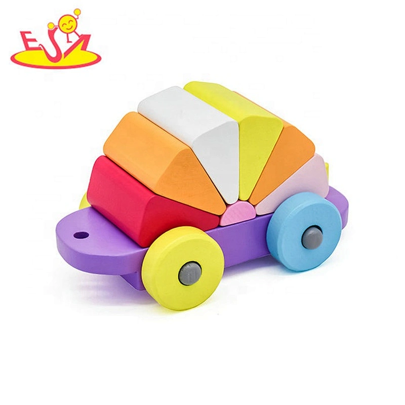 2019 New arrival educational wooden stacking train toy for kids W04A392