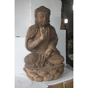 Chinese antique wooden big sitting buddha