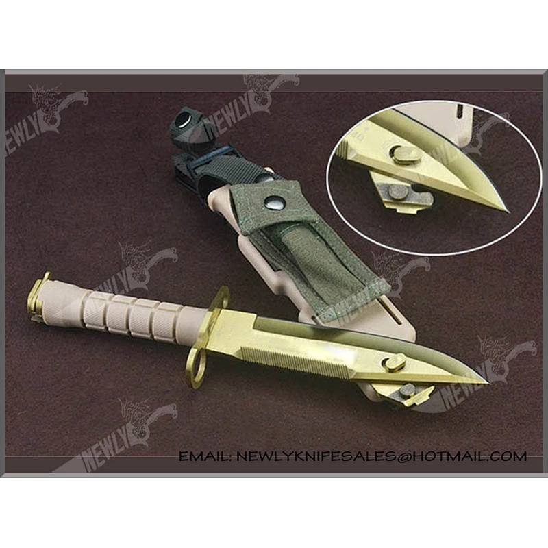 China Army Knife Titanium Blade Military Combat Knife With K Sheath