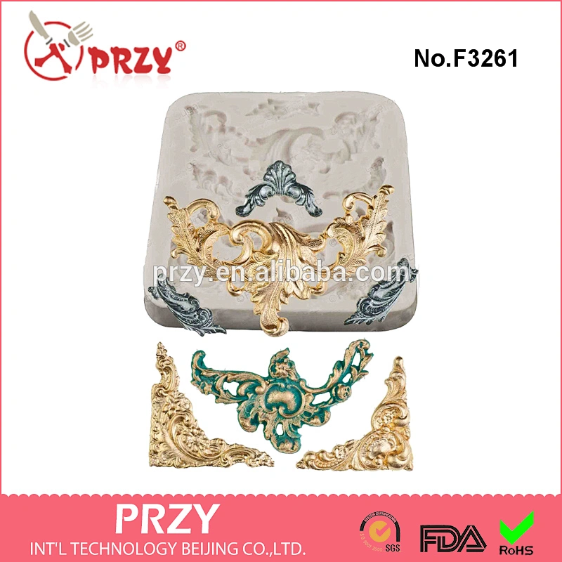 Baroque silicone fondant mould polymer clay mold silicone cake mold