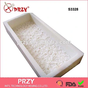 S3328 PRZY rose toast handmade soap mold rose flower rectangle handmade loaf mold for sell