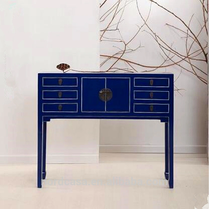 six drawer two door antique style chinese console table
