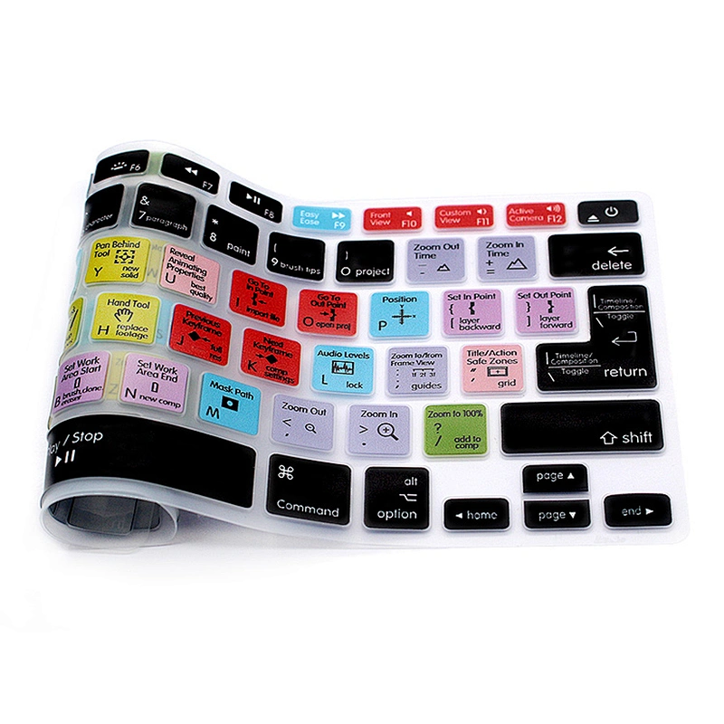 Dropship Custom Waterproof after effects keypad skin Silicone Shortcuts Keyboard Skin For Macbook Air 13'' Cover