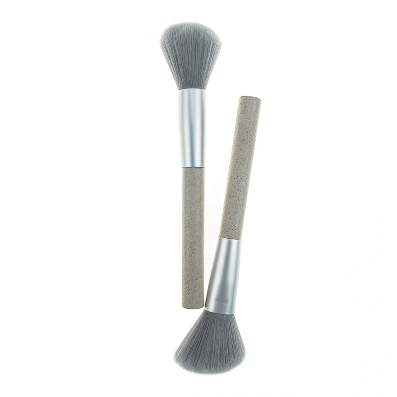 New Arrival Gray Ferrule Recyclable Straw Handle 8pcs Makeup Brush Set With Private Label