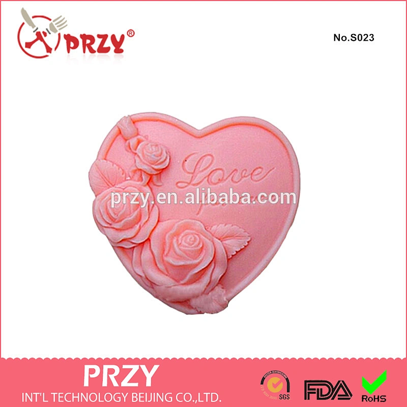 PRZY 2018 heart-shaped roses soap molds silicone cake molds/food mold