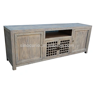 2018 antique living room recycle wood natural tv stand & cabinet