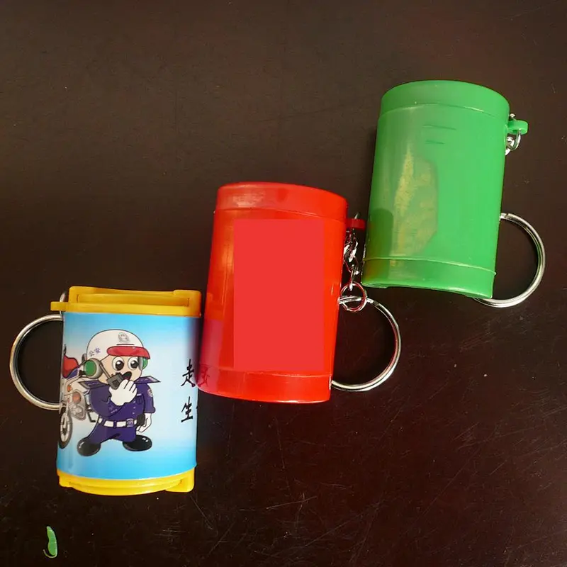 Hot Selling cylinder Shape Printed Colorful Coin Holder With Keychain For Promotional Gift