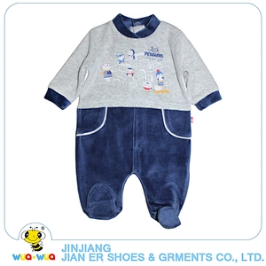 Keep warm button design winter cotton soft baby boy romper with collar