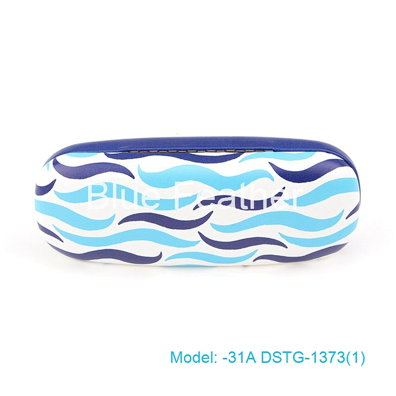 High Quality Men's OEM Cute branded Metal Portable PU leather optical eyeglasses case Pouch  Hinge with logo