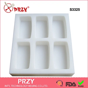 S3325 PRZY Wholesale 6 cavity soap mold handmade silicone ractangle soap molds