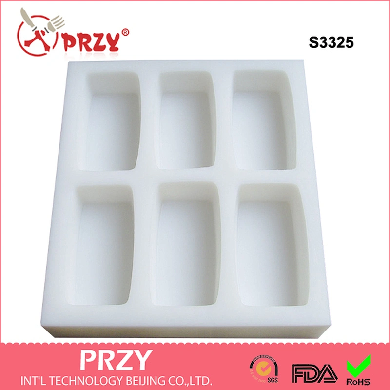 S3325 PRZY Wholesale 6 cavity soap mold handmade silicone ractangle soap molds