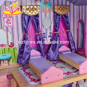 Venta al por mayor 16 piezas de muebles para bebés de madera casa de muñecas hermosa casa de muñecas de madera para bebés W06A232