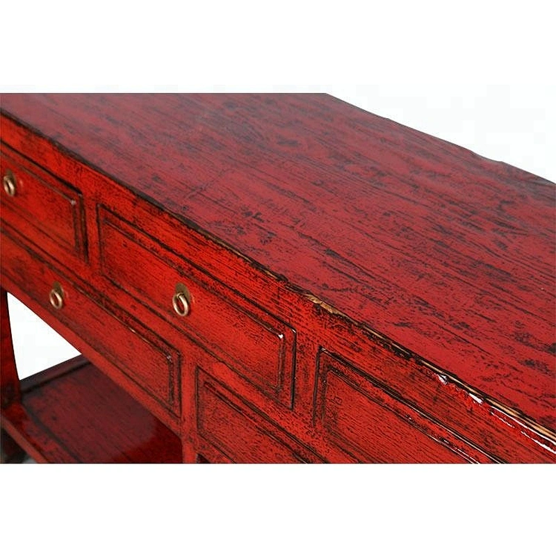 chinese antique distressed lacquered wooden furniture, console table in living room