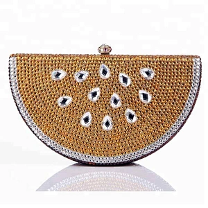 100% handmade orange shape rhinestone purse crystal clutch bag for women