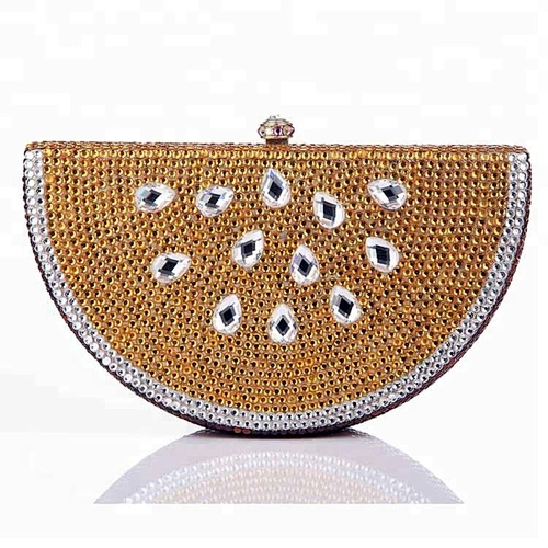 100% handmade orange shape rhinestone purse crystal clutch bag for women