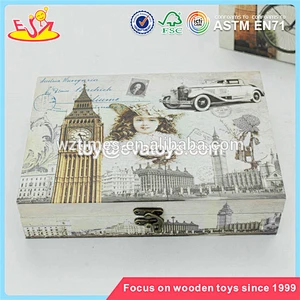 Wholesale colorful wooden rectangle box fashionable wooden rectangle gift box W18A037
