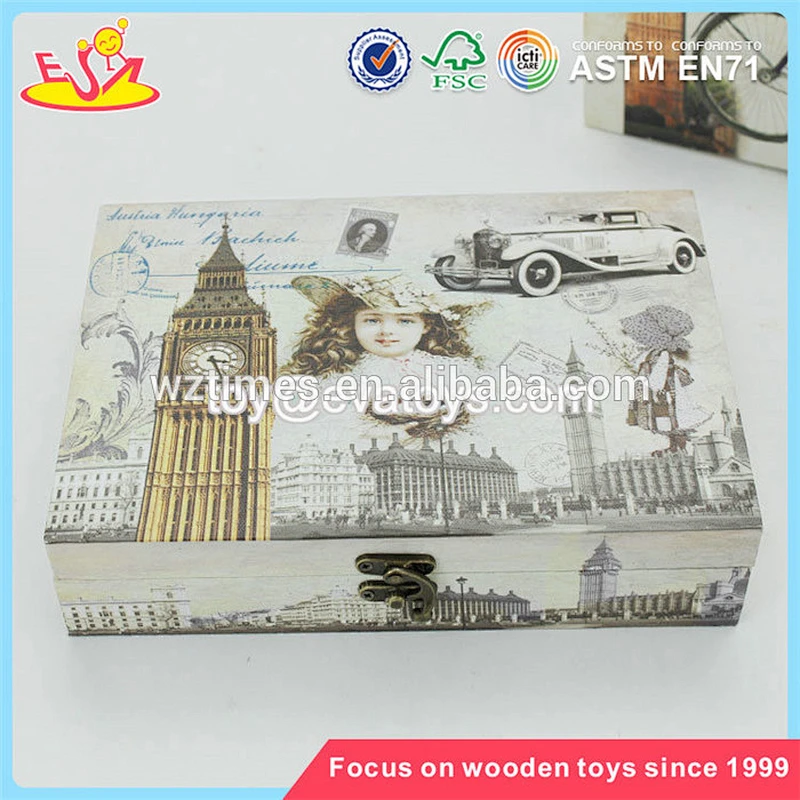 Wholesale colorful wooden rectangle box fashionable wooden rectangle gift box W18A037