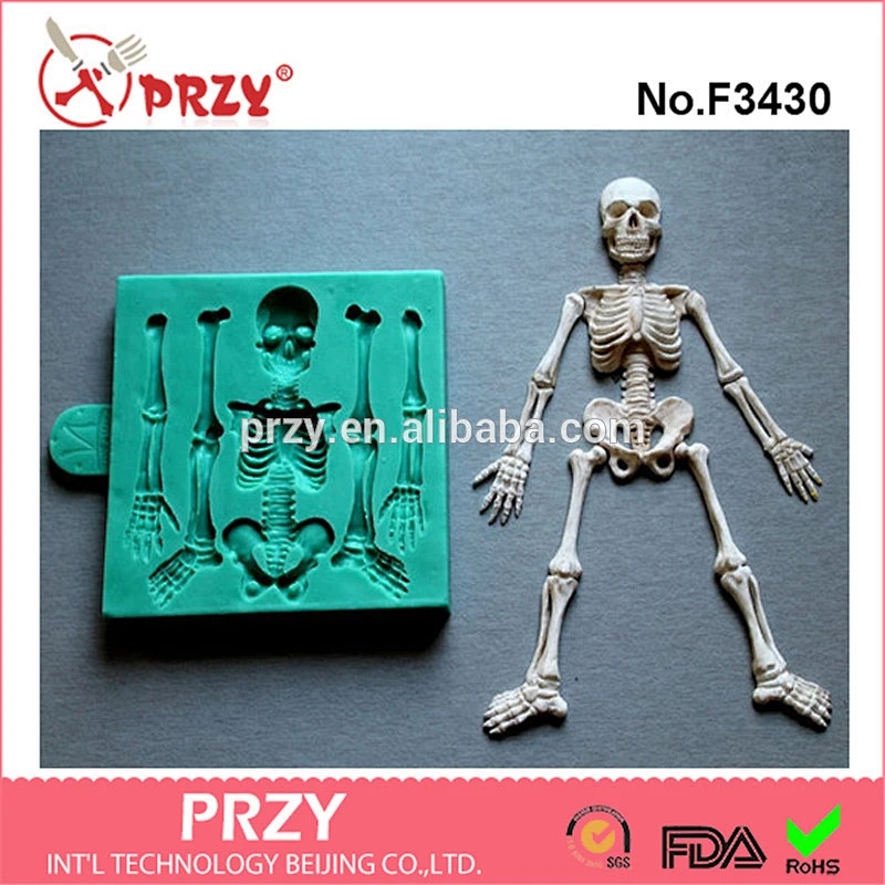 F3430 Skeleton HALLOWEEN 3d silicone molds fondant cake mold