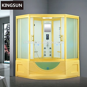 High Quality Bathroom Hydro Massage Steam Jetted Corner Tub Shower Combo