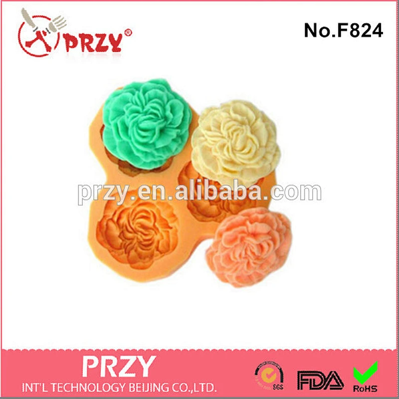 Eco-friendly F824 3d silicone rose fondant mold