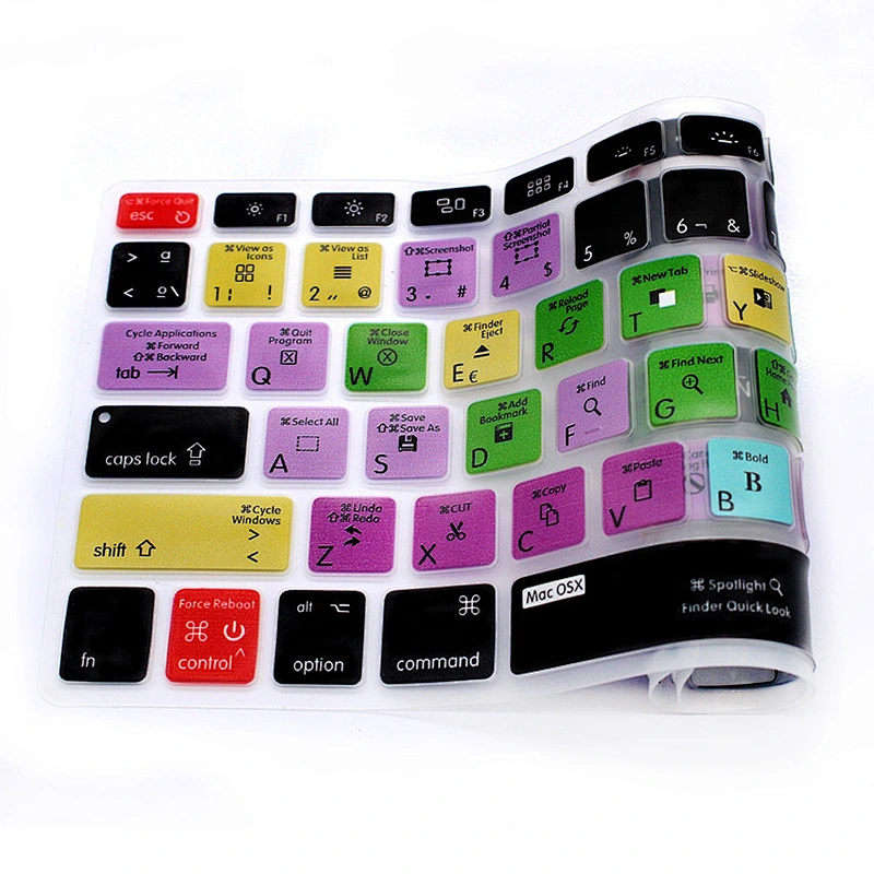 For mac OSX Spanish Shortcuts Custom Keyboard Skins silicone keyboard skin laptop skin For macbook pro retina display