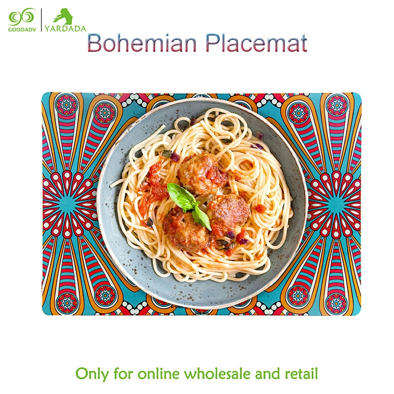 Kitchen wood accessories placemat for dining table waterproof pot holder,Bohemian style bowl pad coasters plate mat