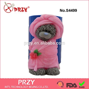 S4499 Teddy Bear in a bathrobe mold for soap/candle,silicone teddy mold,high quality soap mold