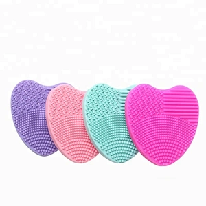 Private Label Colourful Heart-shaped Silicon Makeup Brush Cleaner Mat