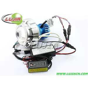 High/low beam Bi-Xenon HID projector lens 8W18W 2200LM Motorcycle LED devil eye projector headlight/double angel eyes headlights