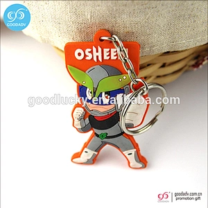 New design custom 3d cartoon plastic rubber key ring pvc keychain