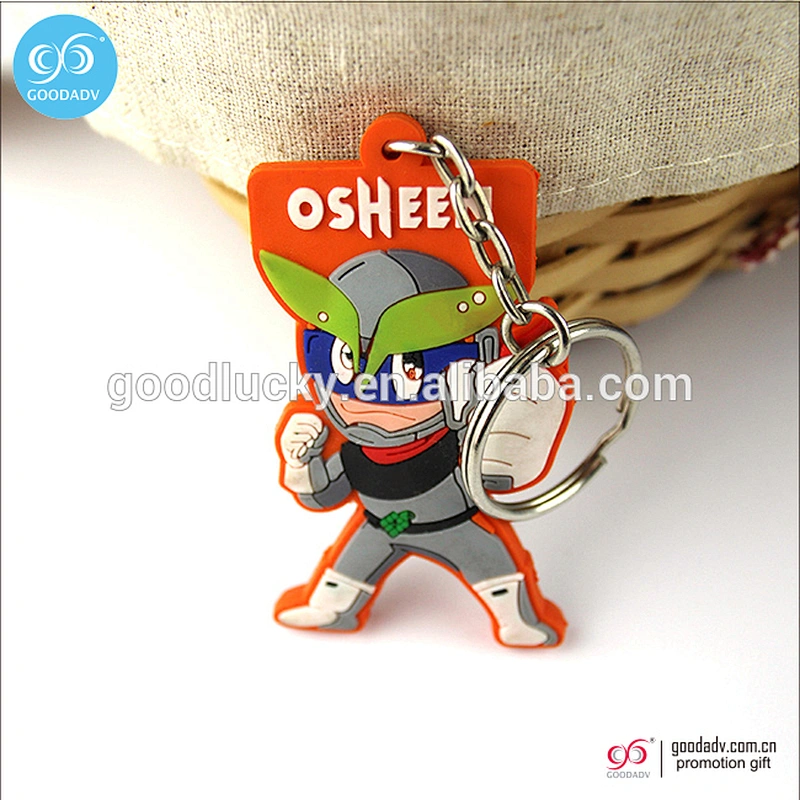 New design custom 3d cartoon plastic rubber key ring pvc keychain