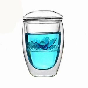 Promotional in-stock Double Wall Glass Cup Heat Resistant Coffee Glass Mug New Design High Borosilicate Tea Cup