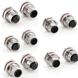 3pin 4pin 5pin 8pin 12pin Panel Mount Male Female Waterproof M12 Connector