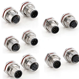 3pin 4pin 5pin 8pin 12pin Panel Mount Male Female Waterproof M12 Connector