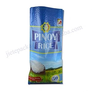 Wholesale plastic pouch bopp laminated pp woven rice bag 50kg