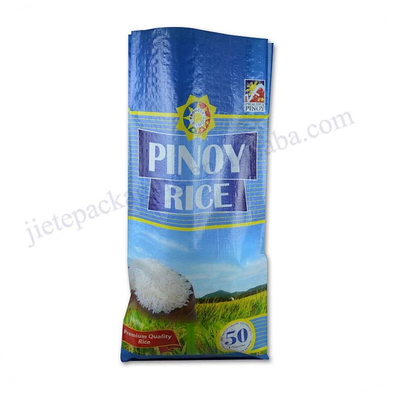Wholesale plastic pouch bopp laminated pp woven rice bag 50kg