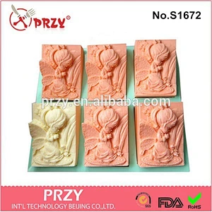 S1673 PRZY Pray angel Silicone Soap Mold , Handmade Silicone Soap Mold
