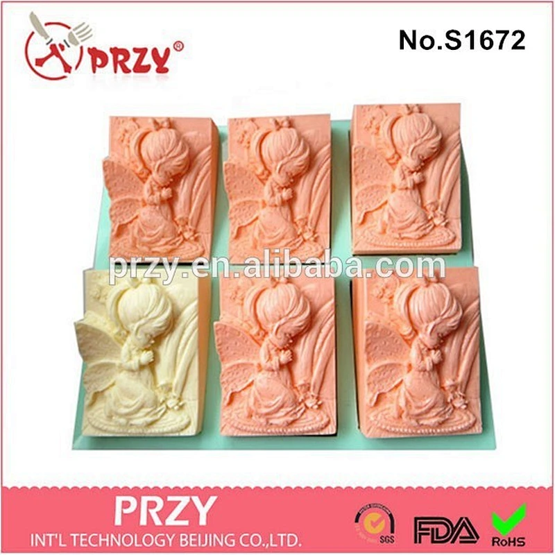 S1673 PRZY Pray angel Silicone Soap Mold , Handmade Silicone Soap Mold