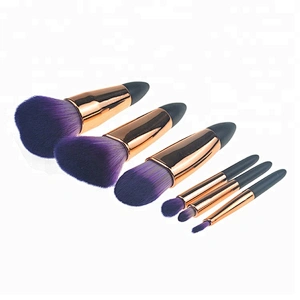Wholesale 6pcs beauty makeup brushes soft purple hair portable foundation makeup brush sets